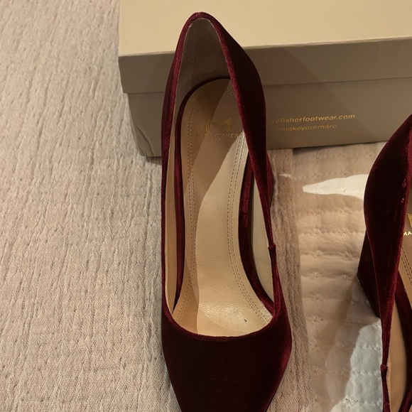 Marc Fisher Deep Red Velvet Heels - Picture 3 of 7